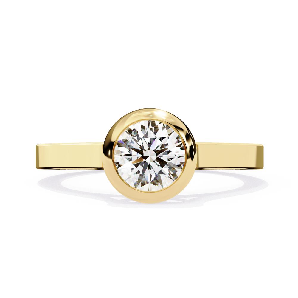 Round brilliant bezel set diamond engagement ring in gold