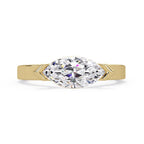 Half-Bezel Marquise Diamond Solitaire Ring in Gold