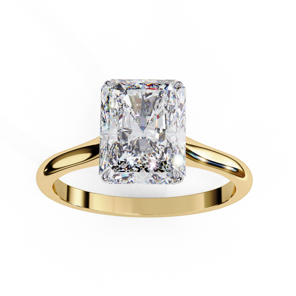 Lab grown Radiant diamond ring with classic solitaire design