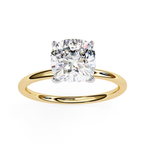 Lab grown cushion diamond ring with classic solitaire design