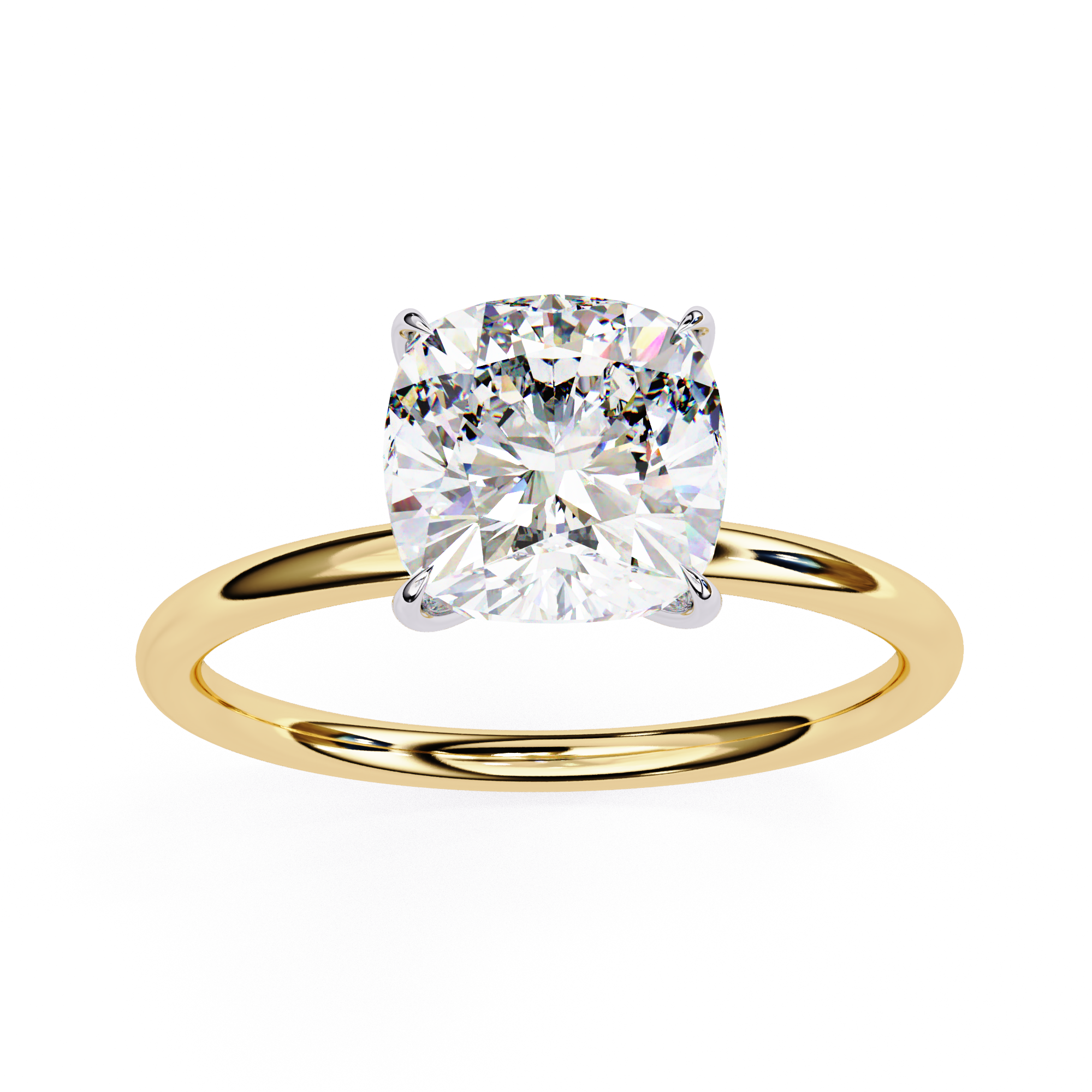 Lab grown cushion diamond ring with classic solitaire design