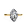 Round Brilliant Halo Marquise-Cut Diamond Ring in Gold