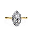 Round Brilliant Halo Marquise-Cut Diamond Ring in Gold