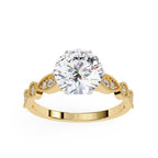 Gold solitaire ring with lab-grown round diamond – Milgrain Cathedral design