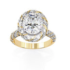 Twisted halo oval diamond ring for engagement