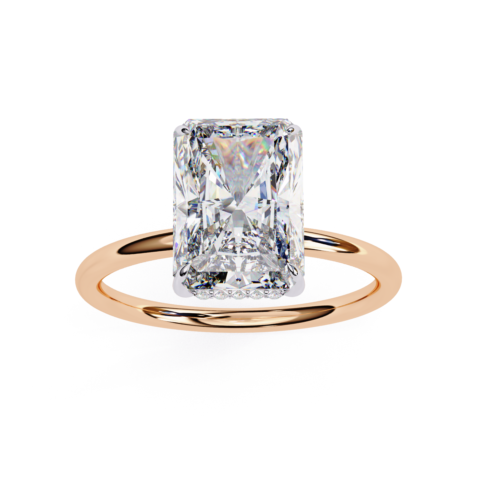 Radiant diamond engagement ring in Rose gold