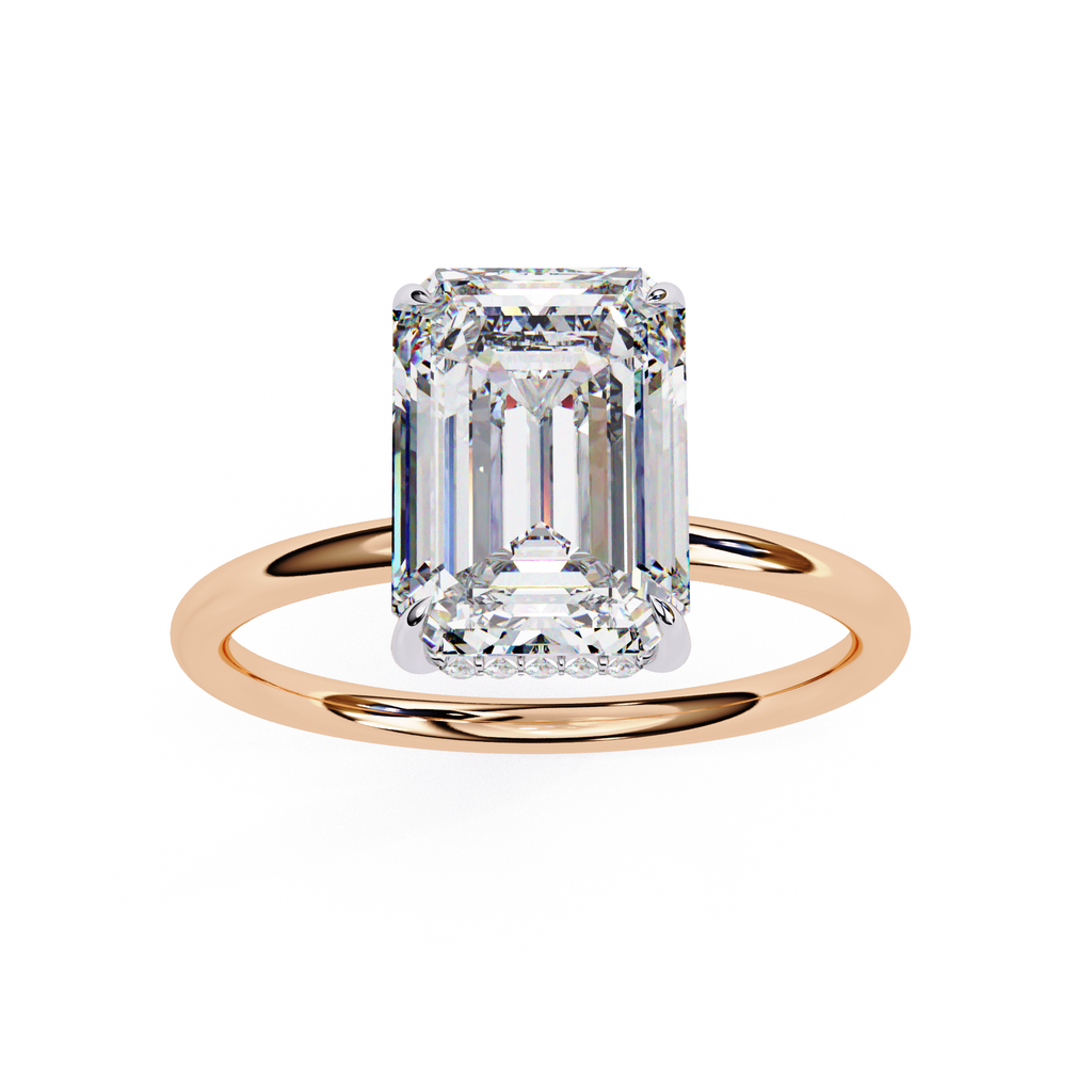 Lab grown Emerald diamond ring with classic solitaire design
