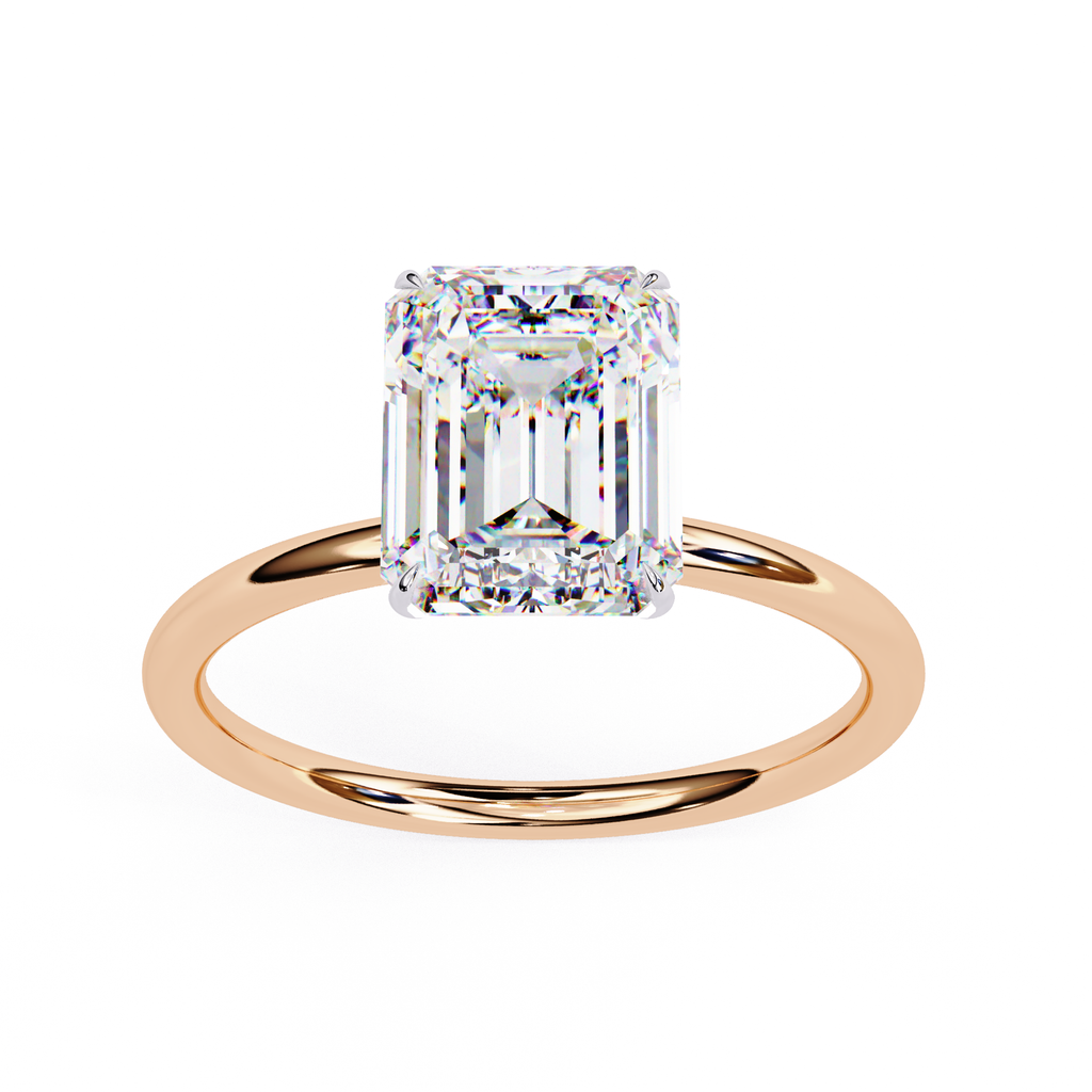 Lab grown Emerald diamond ring with classic solitaire design