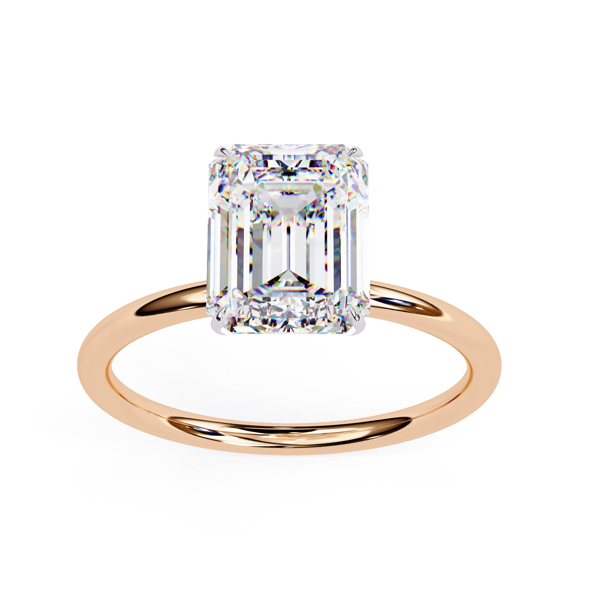 Lab grown Emerald diamond ring with classic solitaire design