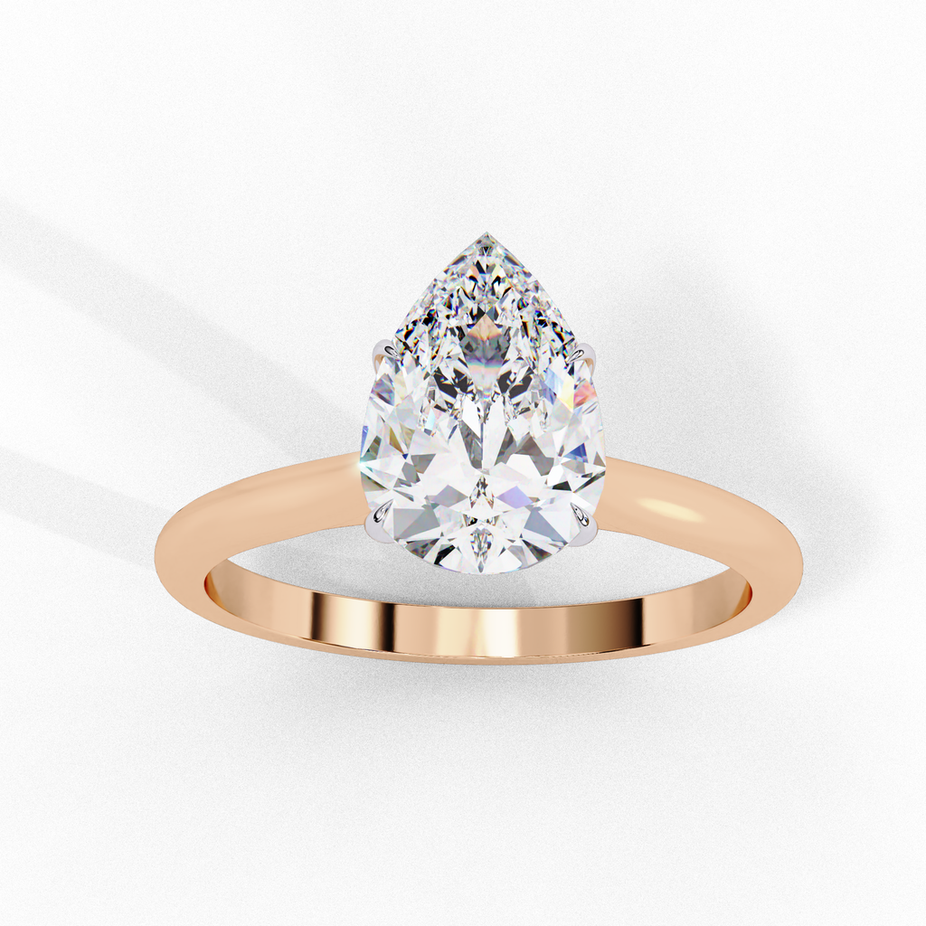 Lab grown Pear diamond ring with classic solitaire design