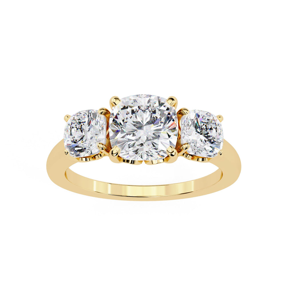 Cushion cut lab grown diamond engagement ring in gold