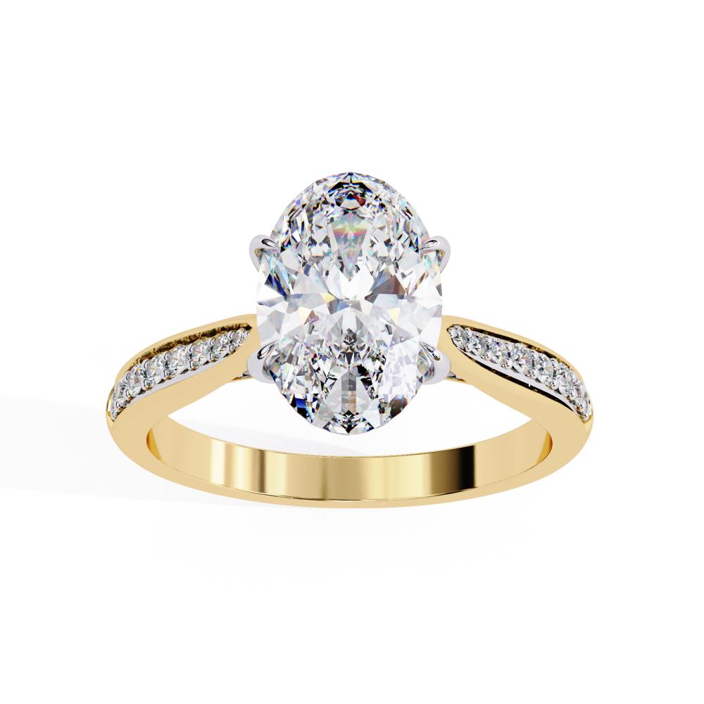 Oval Cut Diamond Pavé Engagement Ring in Gold