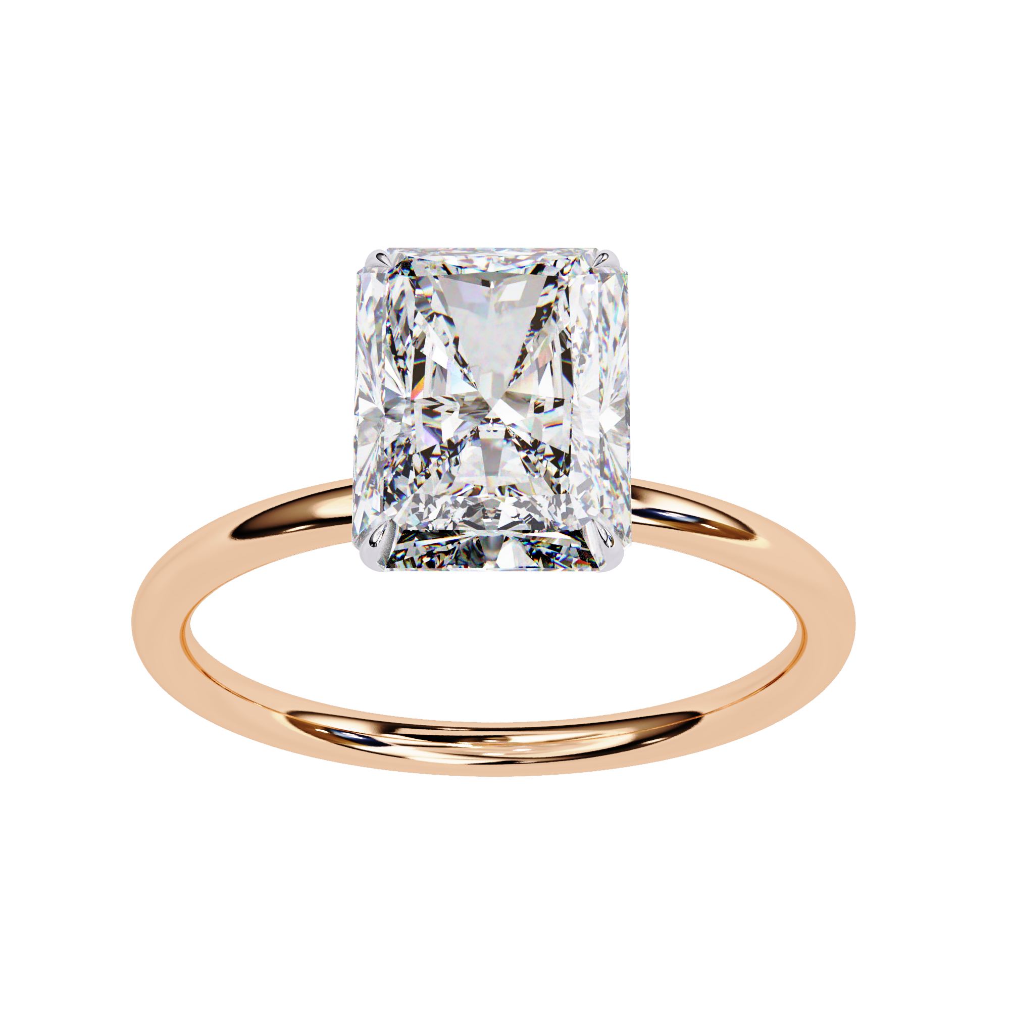 Lab grown Radiant diamond ring with classic solitaire design
