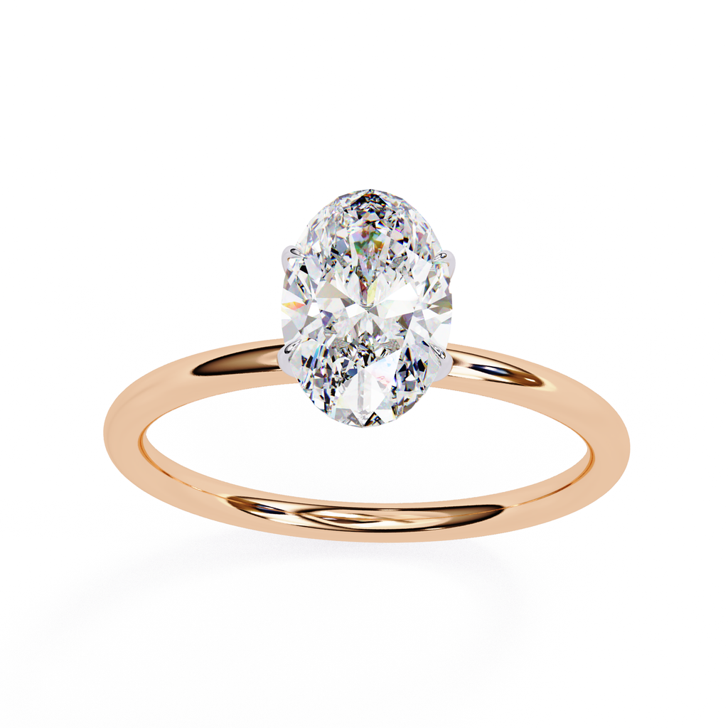 Lab grown Oval diamond ring with classic solitaire design