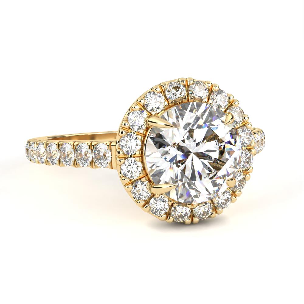Luxury gold round diamond halo engagement ring
