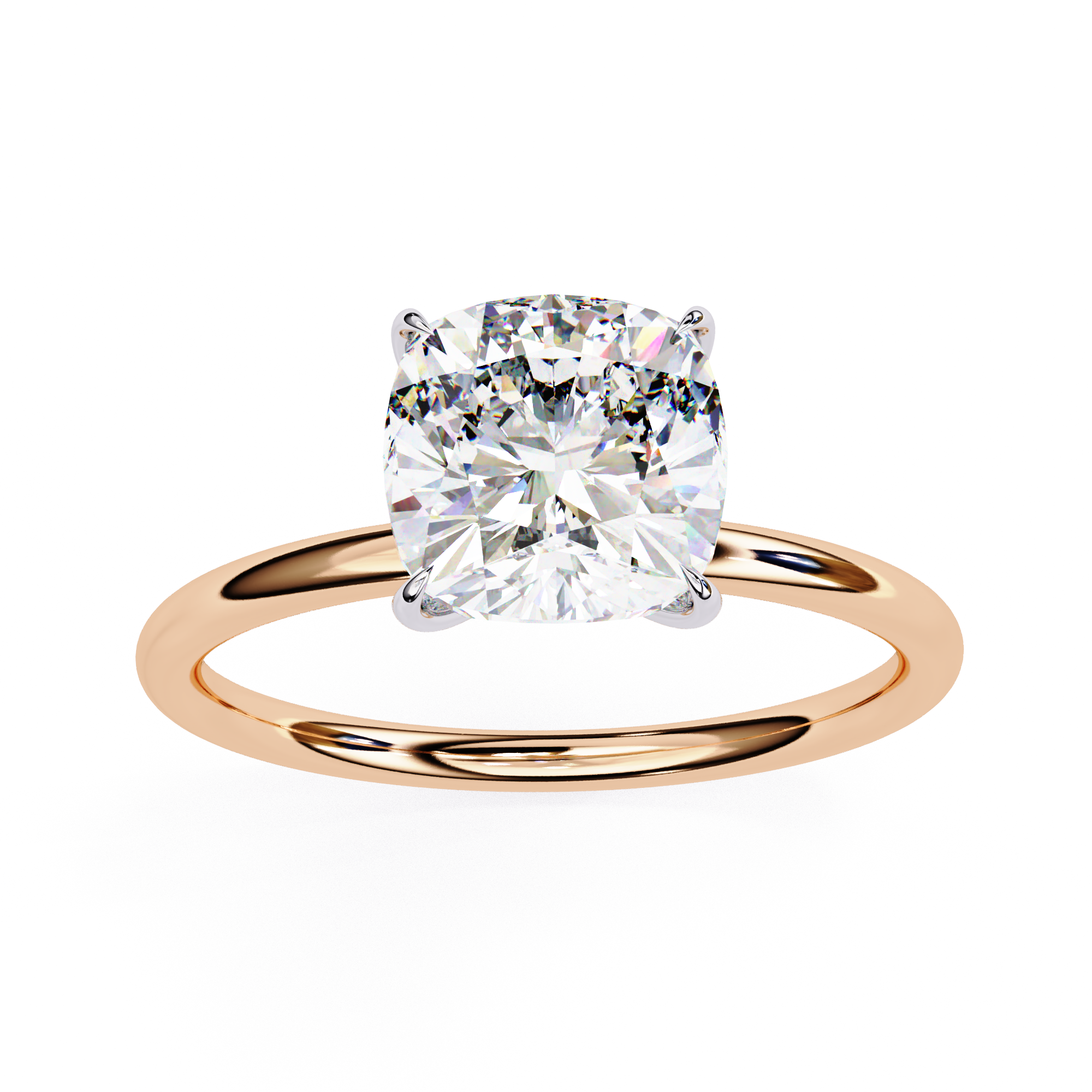 Lab grown cushion diamond ring with classic solitaire design