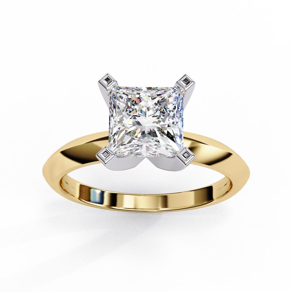 Princess Cut Solitaire Diamond Engagement Ring in Gold