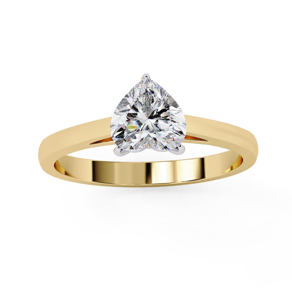 Gold ring with a heart-shaped diamond