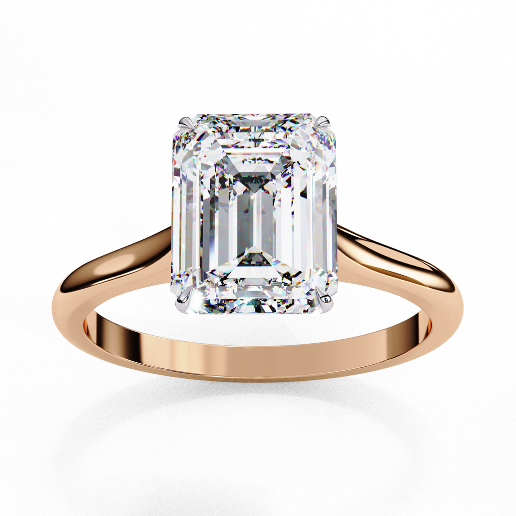 Lab grown Emerald diamond ring with classic solitaire design