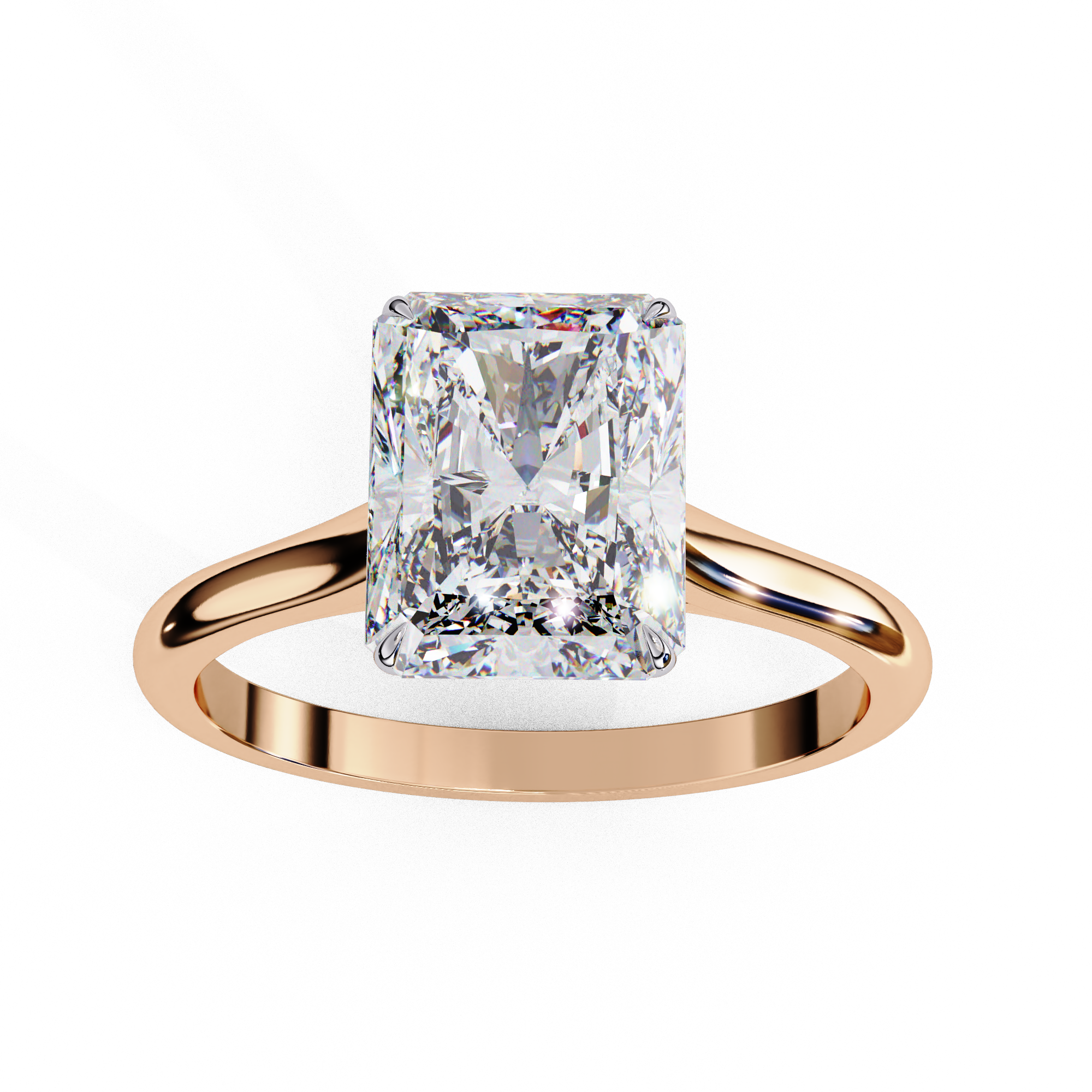 Radiant diamond engagement ring in Rose gold