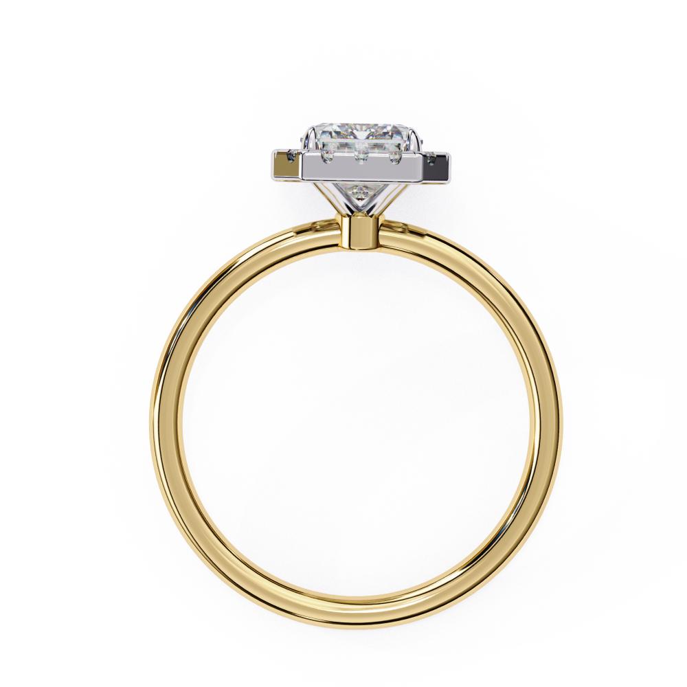 Radiant-Cut Diamond with Round Brilliant Halo Ring in Gold