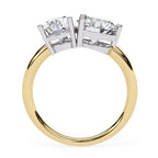 Two-stone gold diamond engagement ring