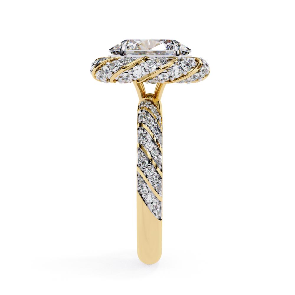 Oval Cut Diamond Ring with Twisted Halo in Gold