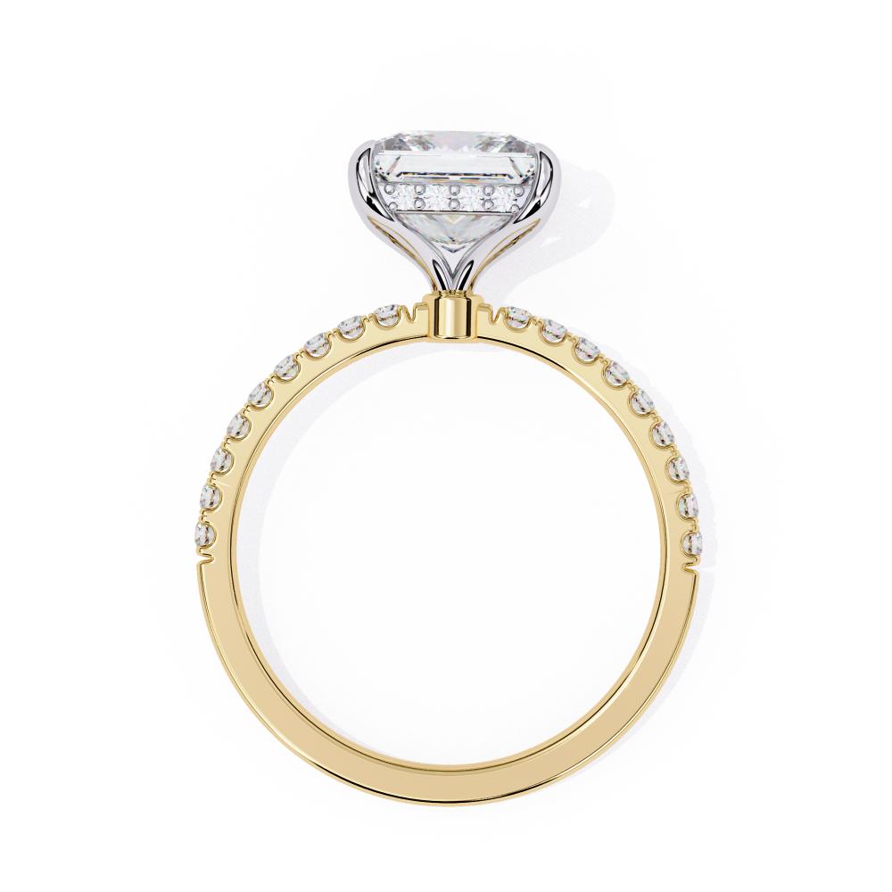 Affordable gold princess cut diamond pavé ring