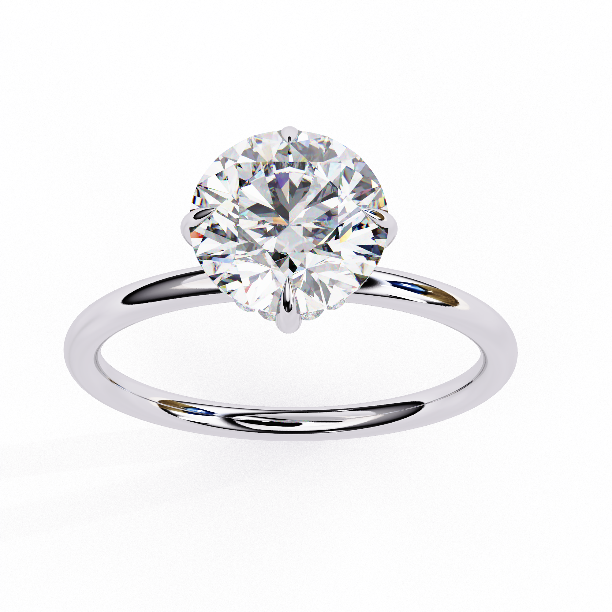 Lab grown Round diamond ring with classic solitaire design