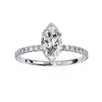 Bridal diamond ring with Marquise cut and pavé band detail