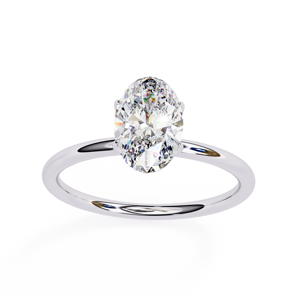 Lab grown Oval diamond ring with classic solitaire design