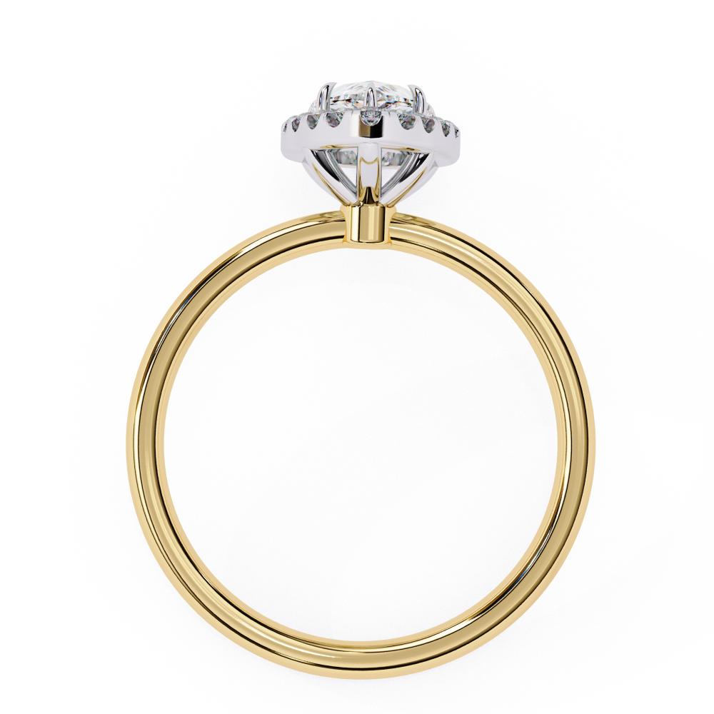 Pear-Cut Diamond with Round Brilliant Halo Ring in Gold