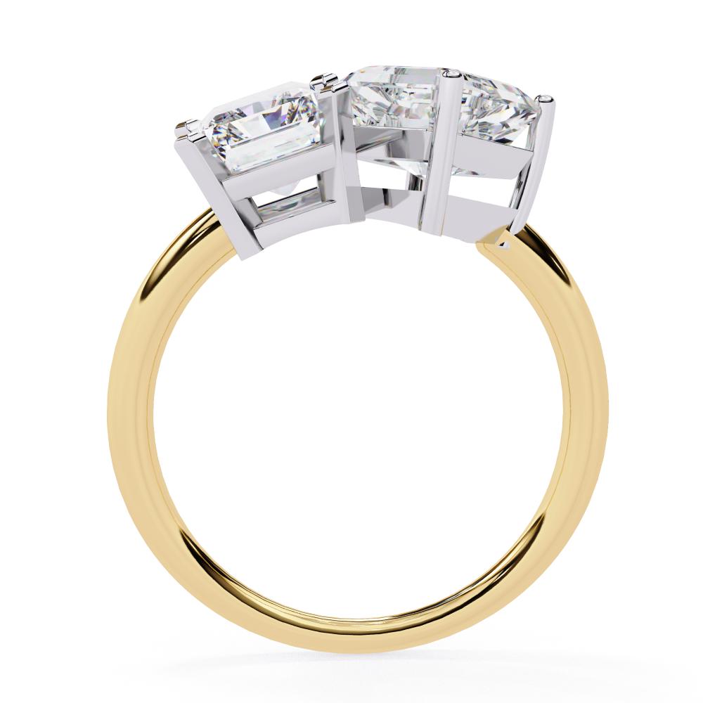 Radiant & Asscher Diamond Toi Et Moi Ring in Gold