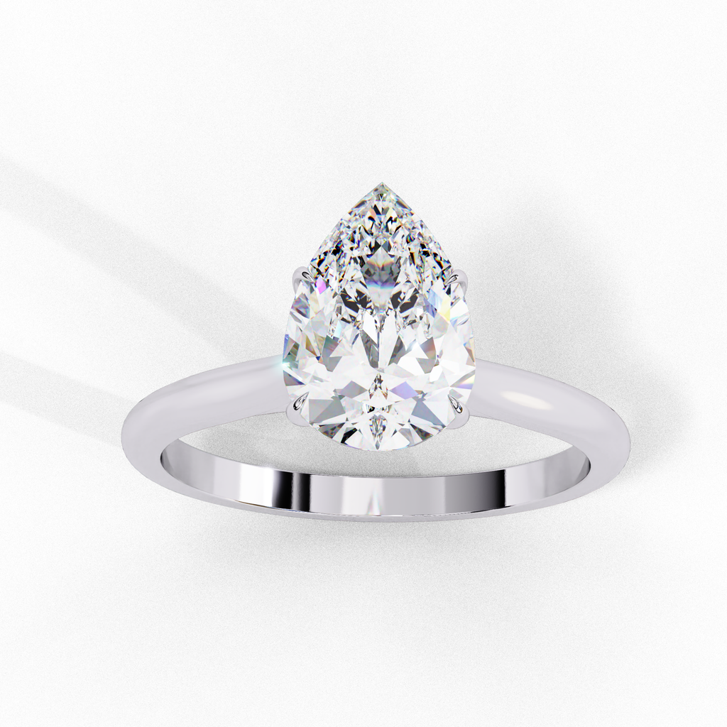 Lab grown Pear diamond ring with classic solitaire design