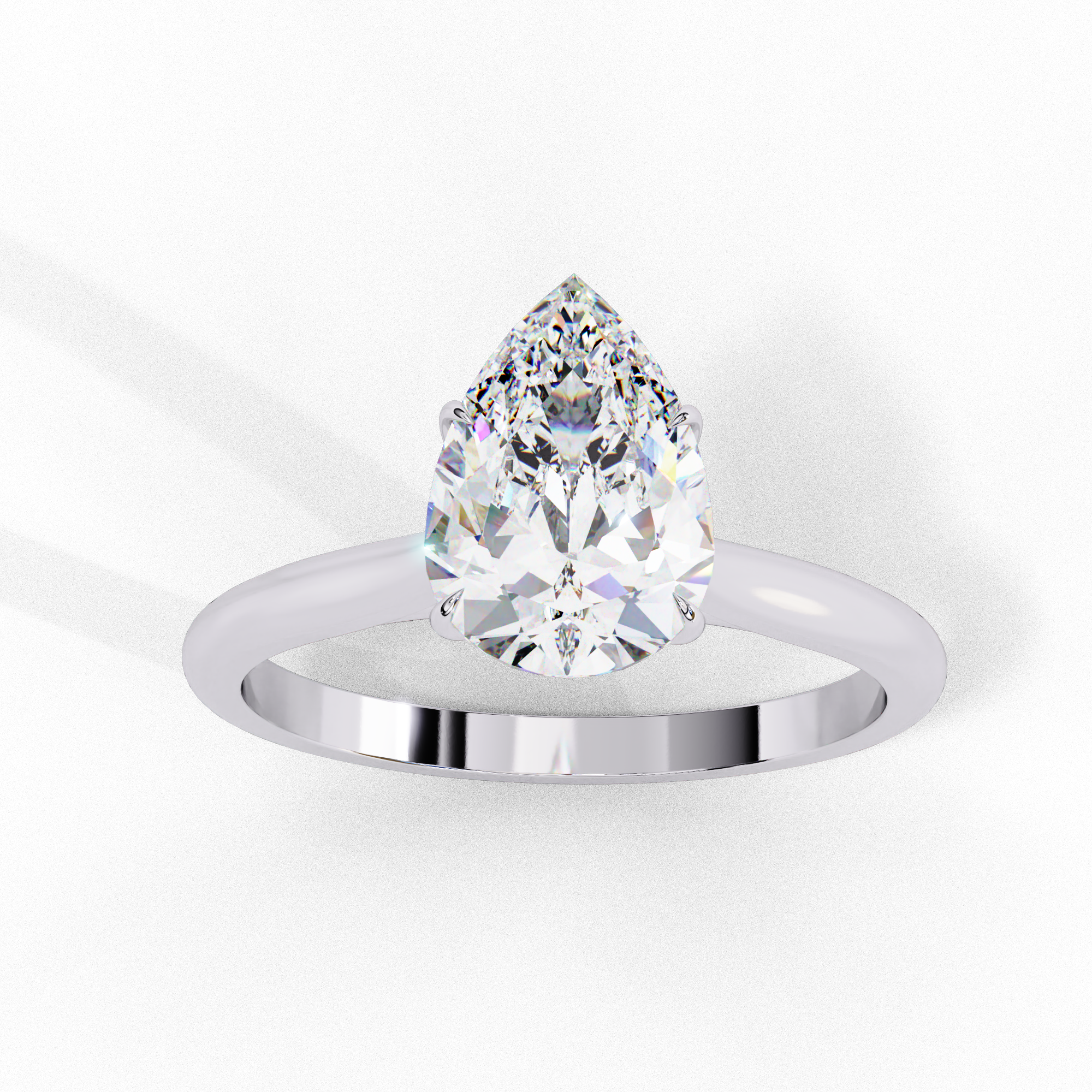 Lab grown Pear diamond ring with classic solitaire design