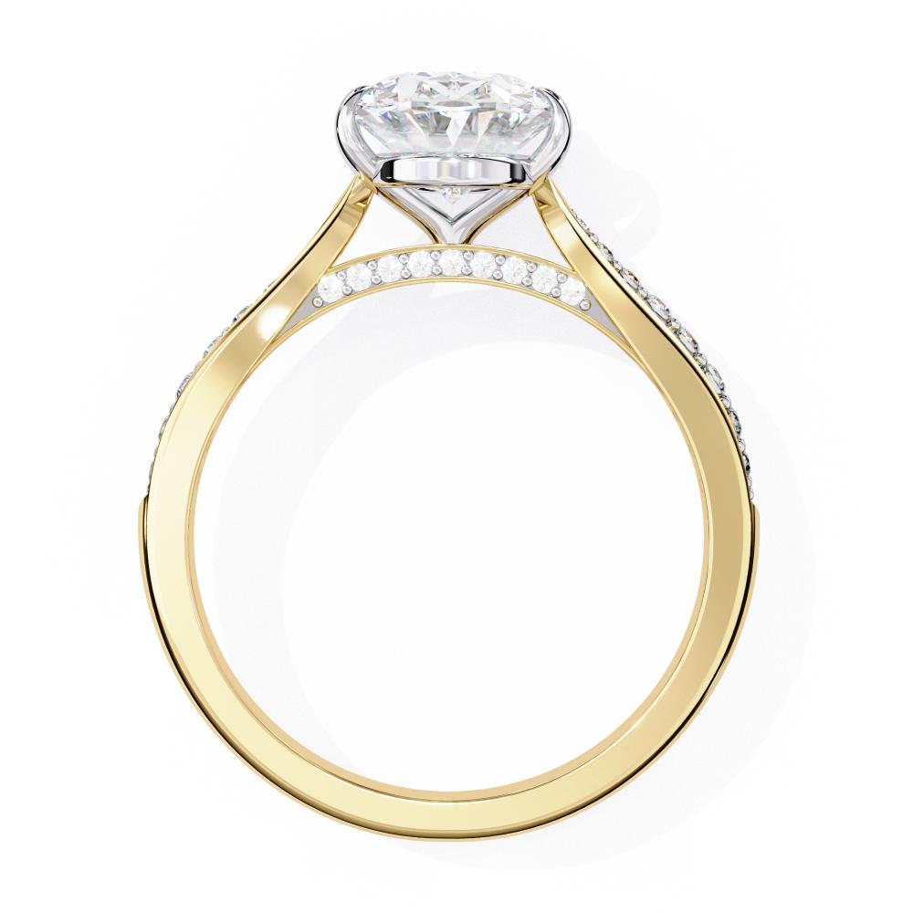 Oval Cut Diamond Pavé Engagement Ring in Gold