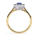 Oval blue sapphire and diamond halo engagement ring in Australia