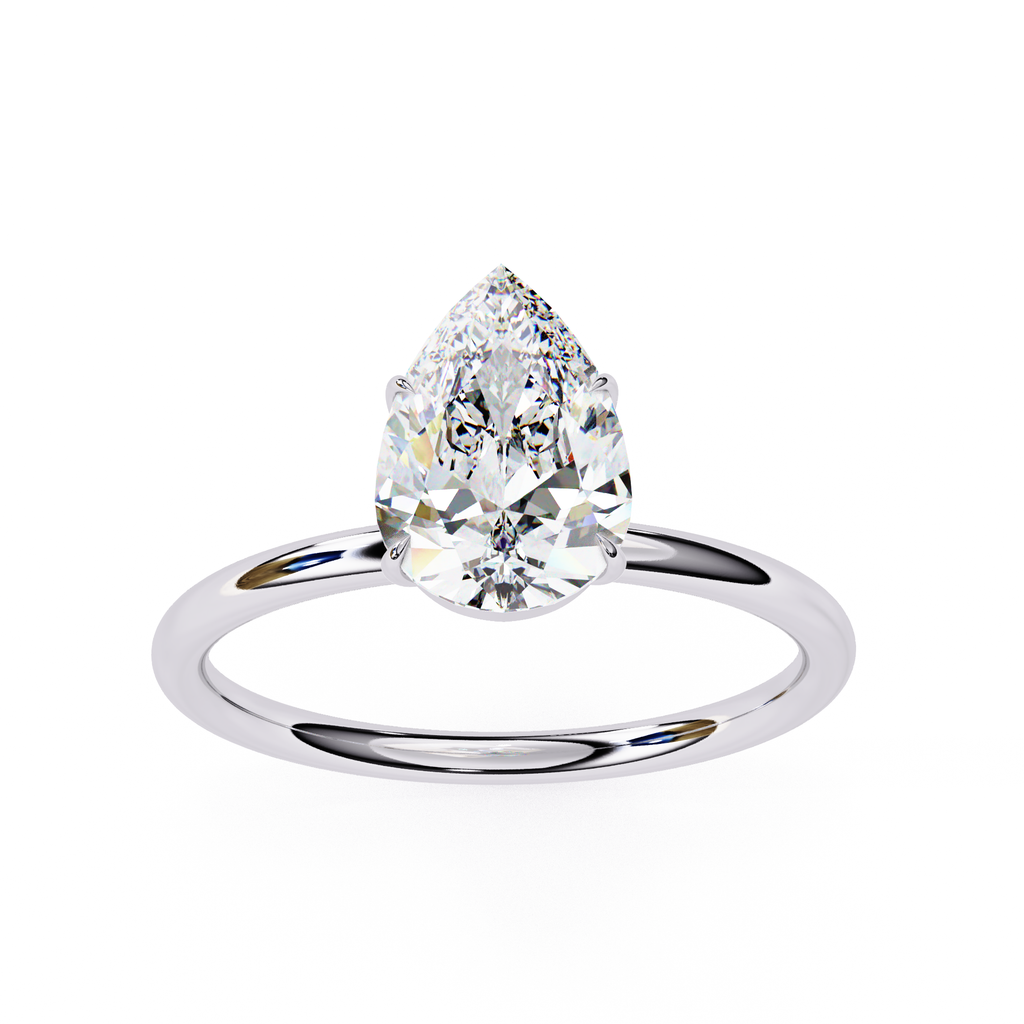 Lab grown Pear diamond ring with classic solitaire design