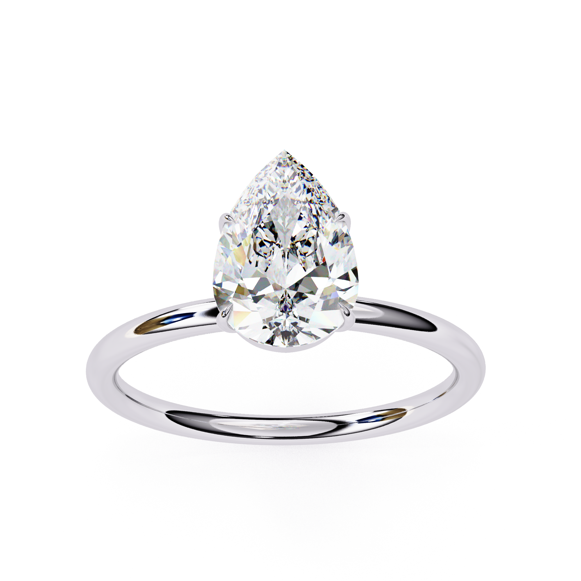 Lab grown Pear diamond ring with classic solitaire design