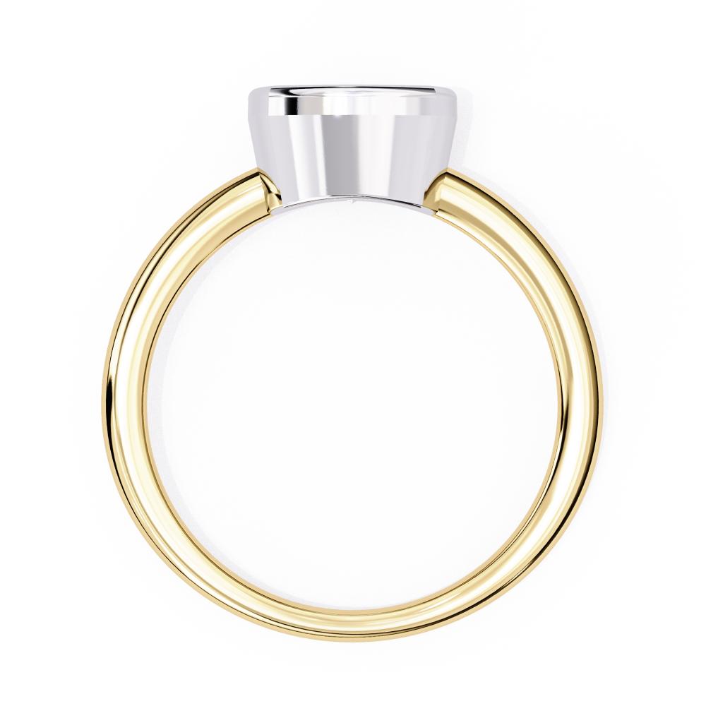 Bezel Floating Cushion Solitaire Engagement Ring in Gold