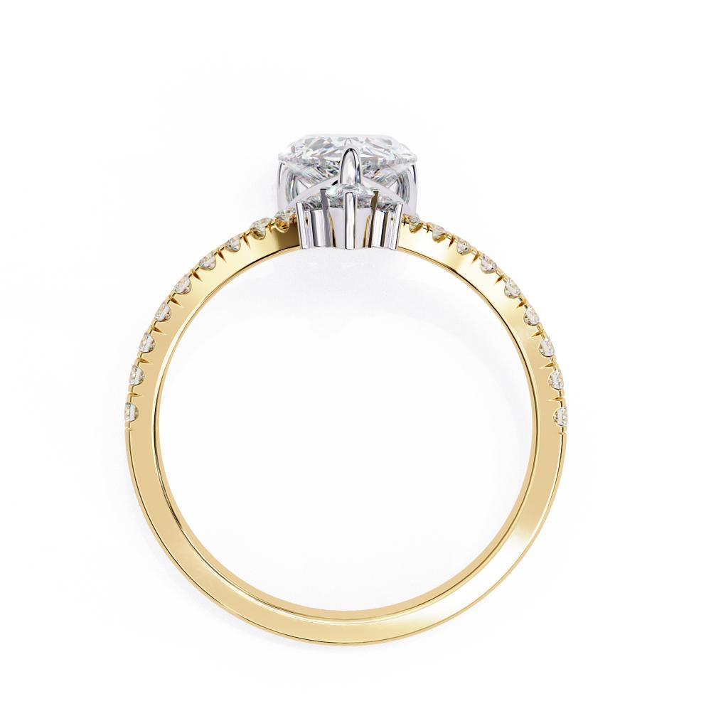 Pear Diamond Tiara Accent Pavé Engagement Ring in Gold