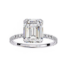 Bridal diamond ring with Emerald cut and pavé band detail
