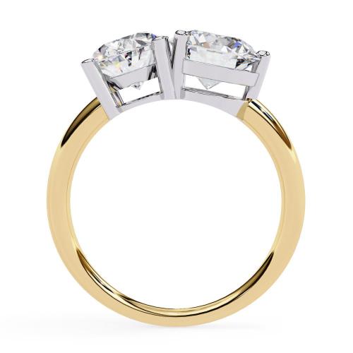 Oval and Round Cut Two-Stone Diamond Ring in Gold