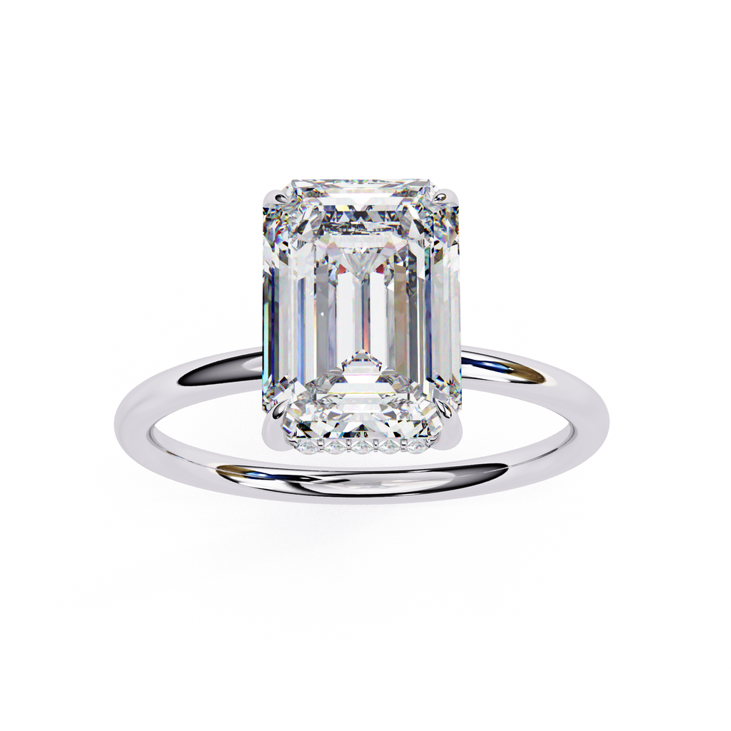 Lab grown Emerald diamond ring with classic solitaire design