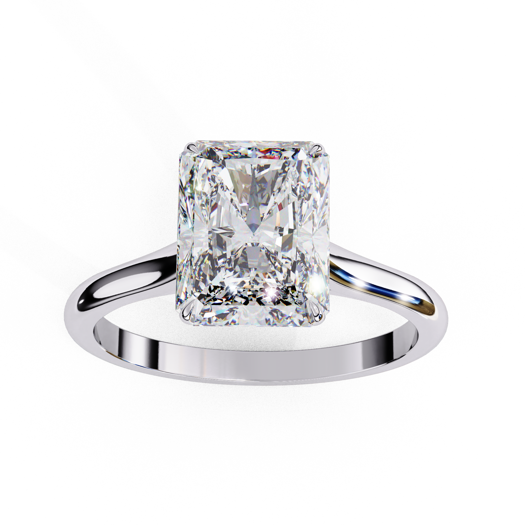 Lab grown Radiant diamond ring with classic solitaire design