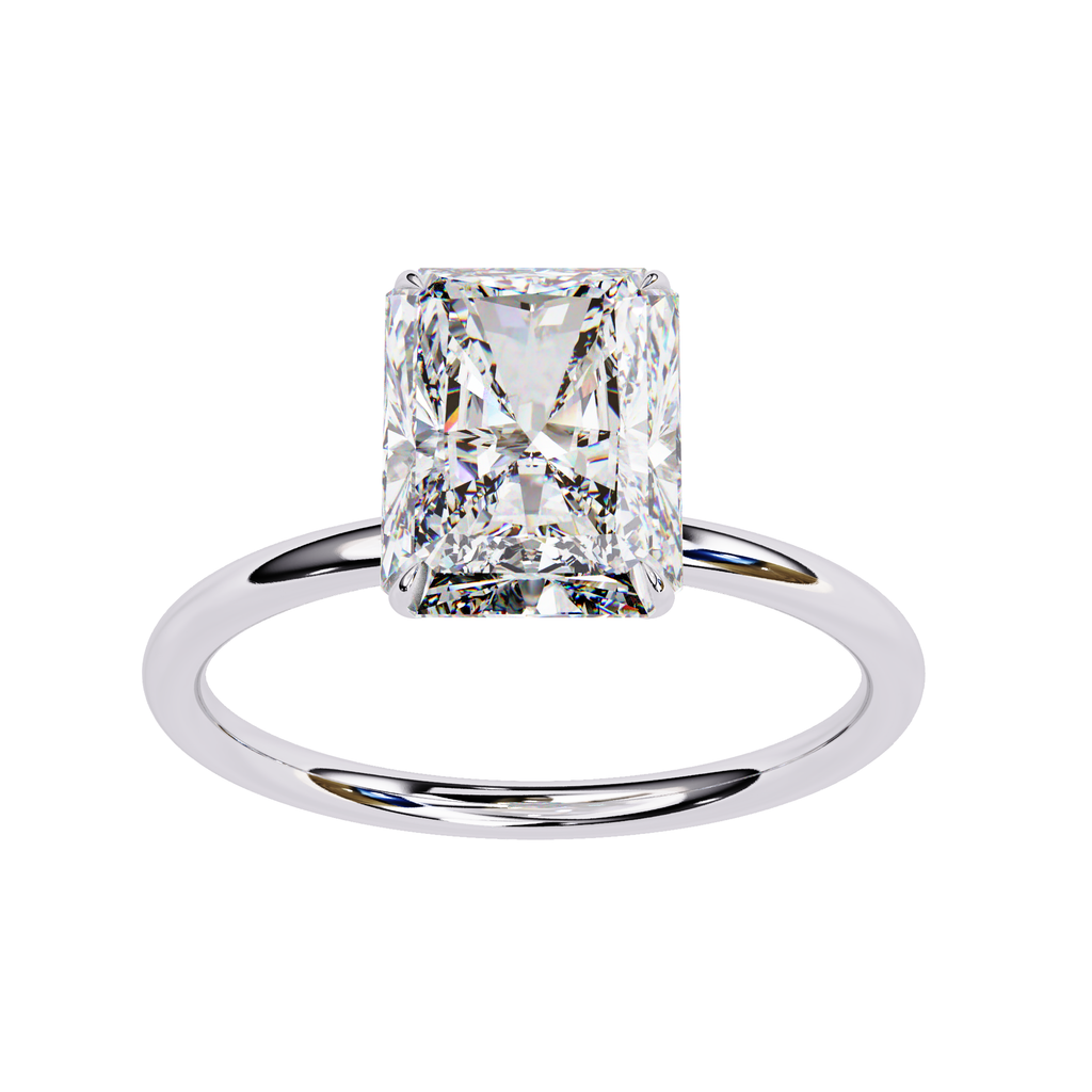 Lab grown Radiant diamond ring with classic solitaire design