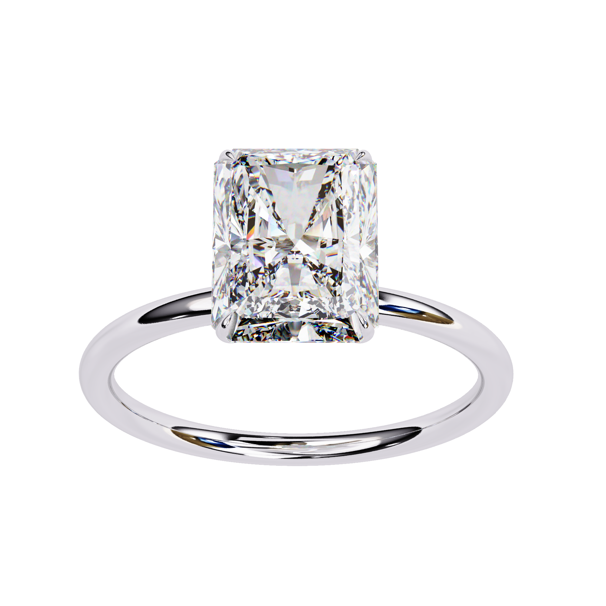 Lab grown Radiant diamond ring with classic solitaire design
