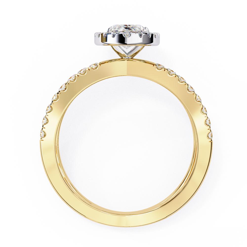 The Marquise Halo Crossover Engagement Ring in Gold