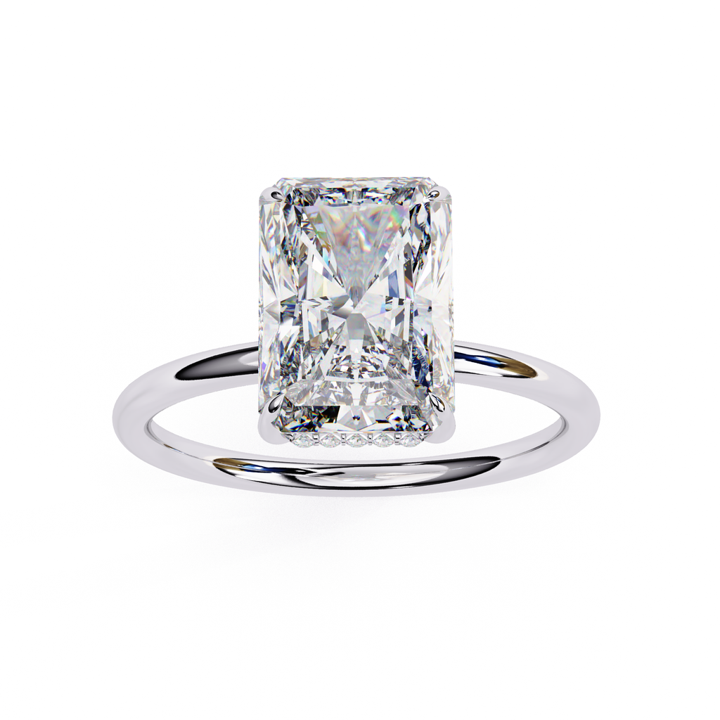 Lab grown Radiant diamond ring with classic solitaire design