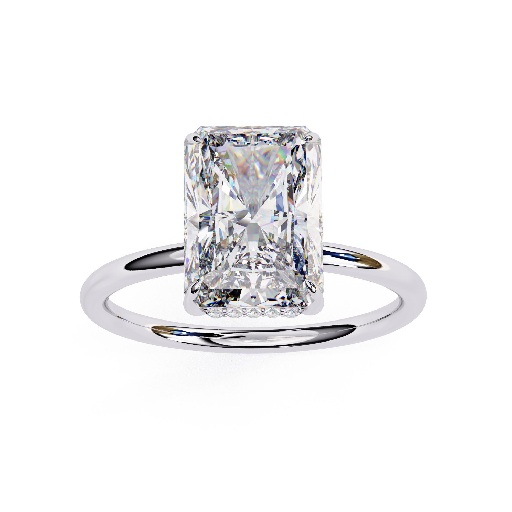 Lab grown Radiant diamond ring with classic solitaire design